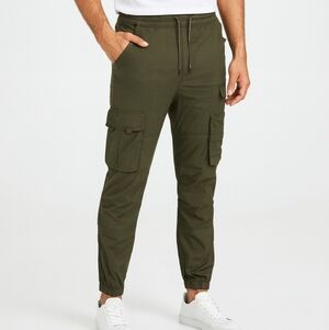 Smoke Rise Slim Jogger Fit Nylon Cargo Pants in Green XXL